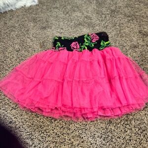 Betsey Johnson Black and Pink Mini Skirt
